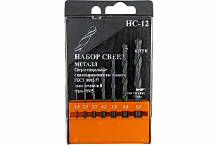 Набор сверл по металлу НС12: от 1,6 до 8,5, 7шт. Р6М5